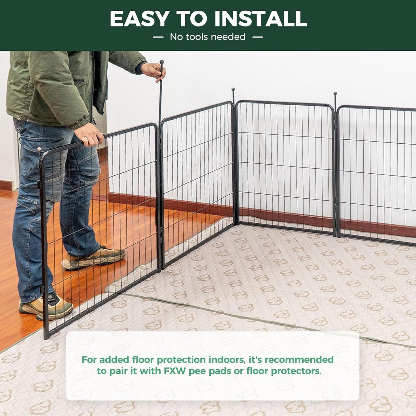 FXW Rollick Unleashed Dog Playpen for Indoor, Yard, RV Camping, 32 inch 24 Panels for Small and Medium Dogs, Black│Patented