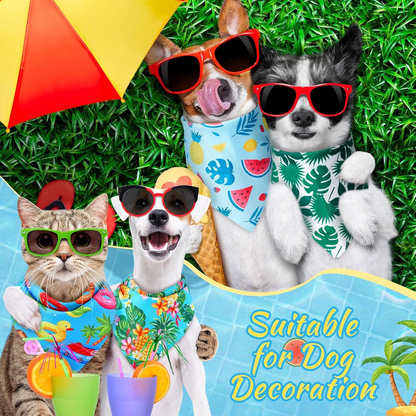 Chunful 100 Pieces Dog Bandanas Bulk Summer Pet Bandanas Pack Triangle Scarf Bib Kerchief Set for Small Large Dog Costume Accessories Decoration(31.5 x 21.7 x 21.7,Fruit)