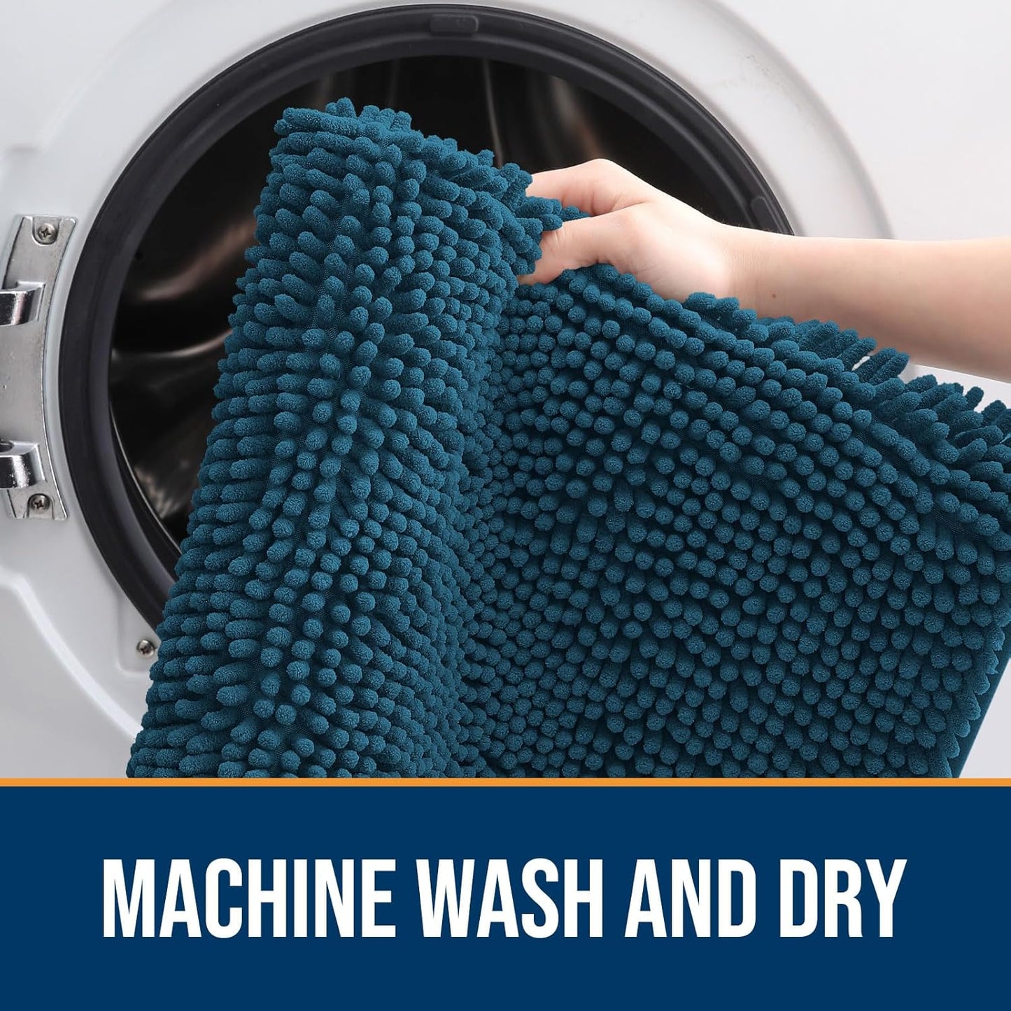 OLANLY Dog Door Mat for Muddy Paws 30x20, Absorbs Moisture and Dirt, Absorbent Non-Slip Washable Doormat, Quick Dry Chenille Mud Mat, Entry Indoor Entryway Carpet for Inside Floor, Atlantic Blue