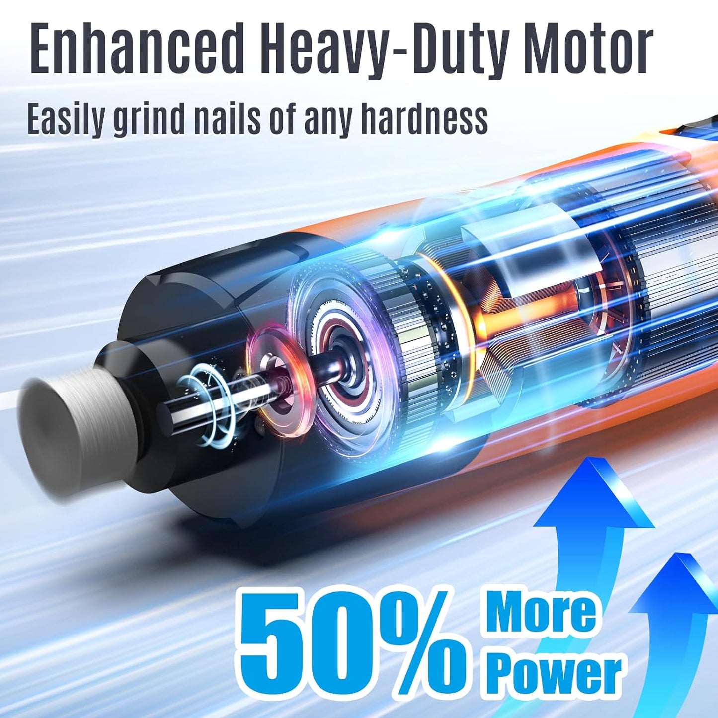 Casfuy New 6-Speed Dog Nail Grinder - 50% More Power Dog Nail Trimmers with 2 LED Lights Quiet 7h Running Time Electric Pet Nail Grinder File Toenail Grinder for Large Medium Small Dogs & Cats (OR)