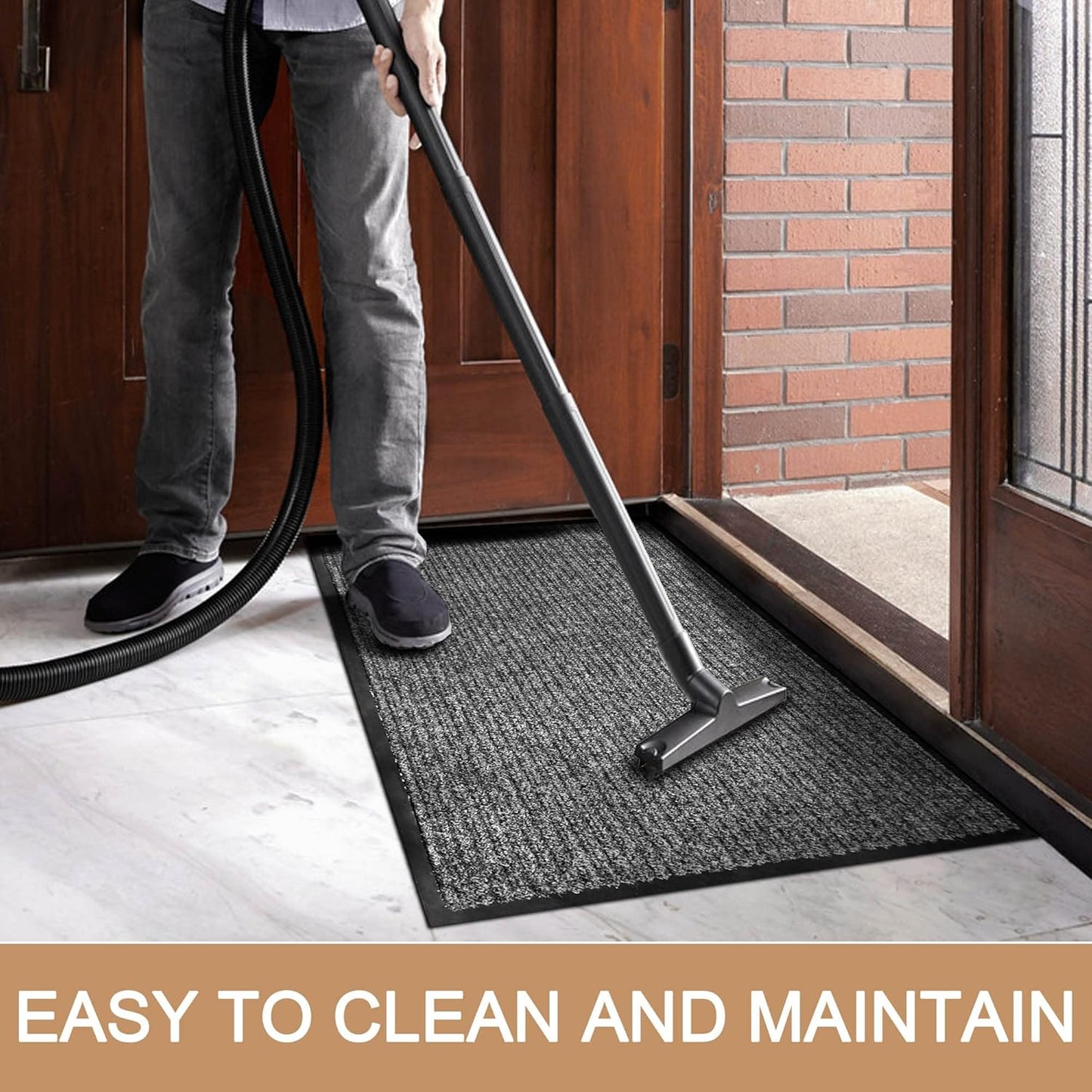 Durable Front Door Mat, Heavy Duty Indoor Outdoor Doormat, 72" x 48" Low Profile Outdoor Mats for Home Entrance, Stain and Fade Resistant Shoe Scraper Mat, Ideal for High Traffic Area