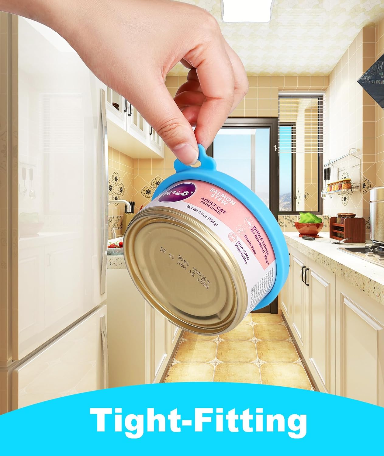 COMTIM Cat Food Can Covers Lids for 5.5 oz Cans, 2 Pack Silicone Cat Food Can Lids for 5.5 oz 5.3 oz Cans...Pet Food Can Covers Reusable Can Toppers Savers for Wet Food