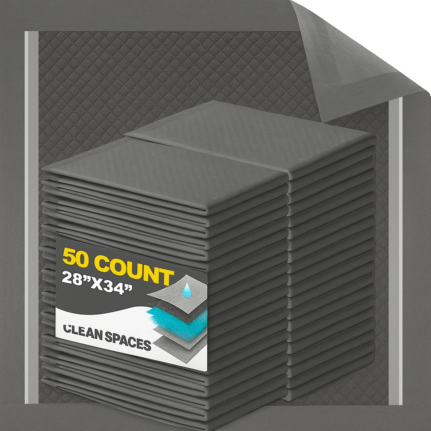 Charcoal Puppy Pads Extra Large, Disposable Pee Pads for Dogs / Wee Wee Pads / Potty Training Pads, Underpads with Activated Carbon to Eliminate Odor, 28"x34" 50 Count