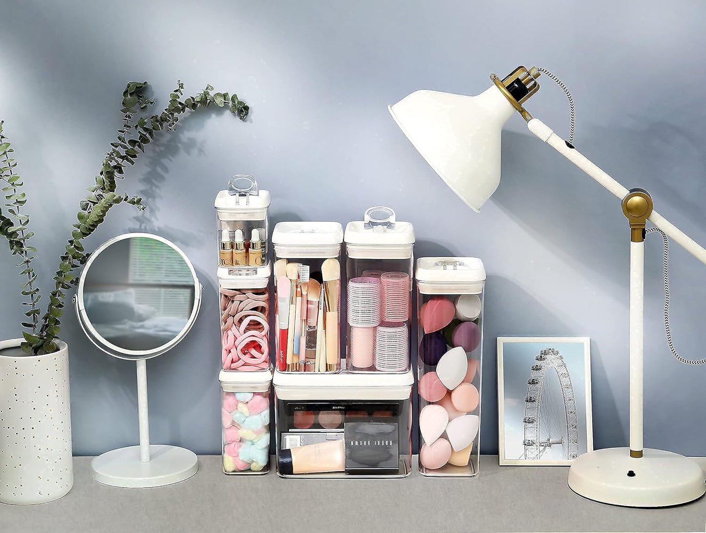 Felli Flip Tite Storage Container with 4 Inch Lid SQUARE & RECTANGLE, Air Tight Ring Seal Top Clear Acrylic Canister Jar, Spice Pasta Cereal Snack Pantry Organizer, Gift Set for Women (10pk, Variety)