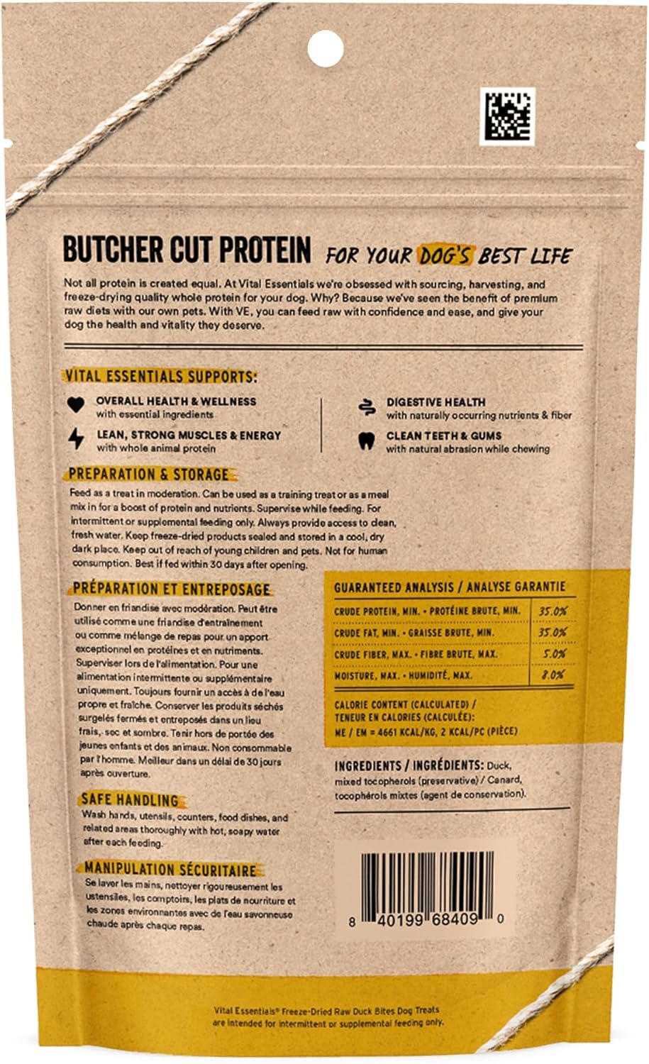 Vital Essentials Duck Bites Dog Treats, 2 oz | Freeze-Dried Raw | Single Protein | Premium Quality High Protein Training Treats | Grain Free, Gluten Free, Filler Free