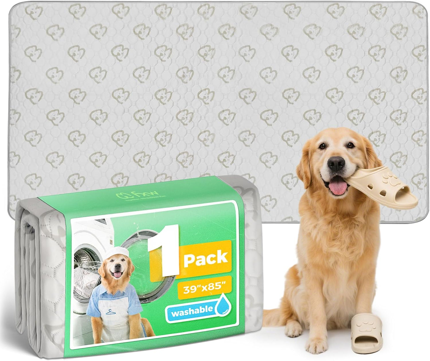 FXW Washable Pee Pads for Dogs, Puppy Pads with Super Absorbent, Specifically Designed for FXW Rollick/Homeplus 24inch 8 Panels Dog Playpen, 85" × 39" Rectangle, Khaki, 1 Pack