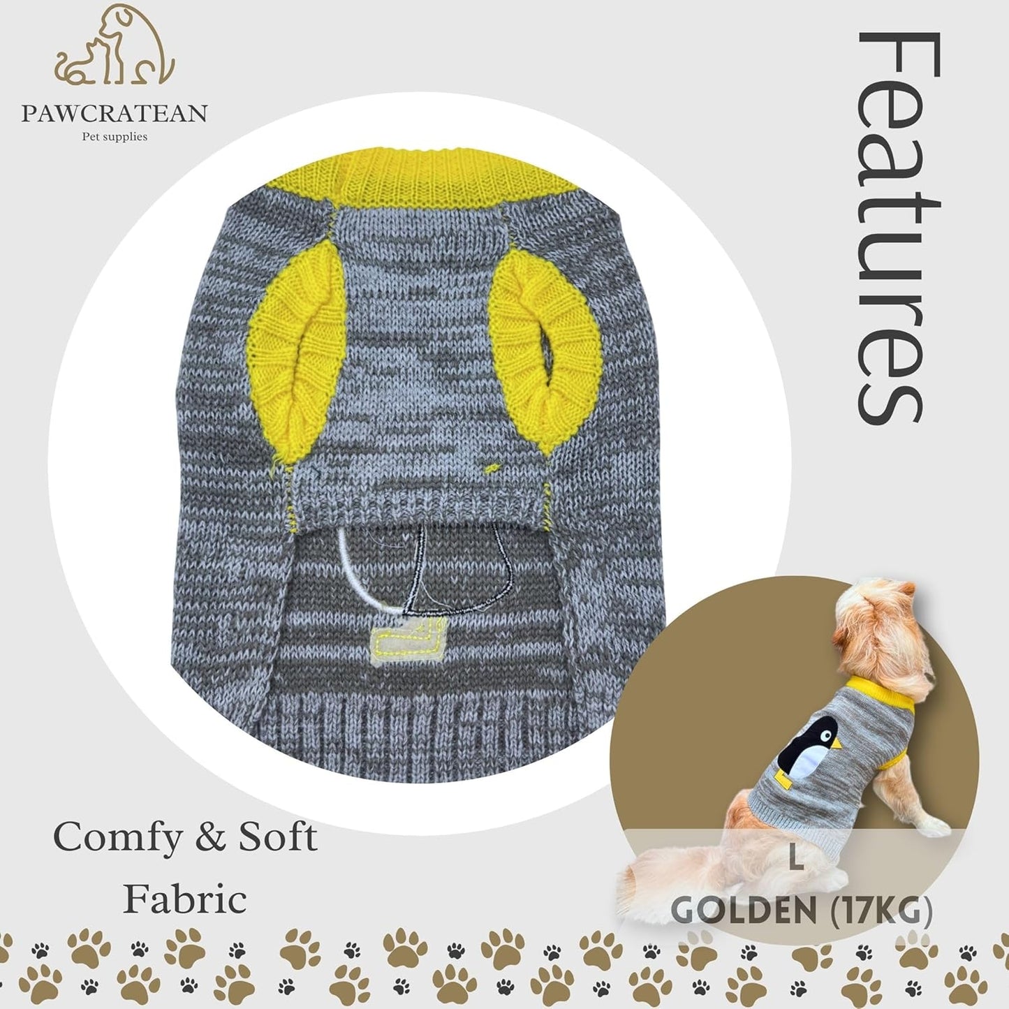 Cute Sweater for Dogs and Cats Soft Flannel Pet Outfit Warm and Cozy Animal Hoodie Small to Large Pet Clothes for Halloween Parties and Everyday Wear (X-Small, Grey Pinguin)