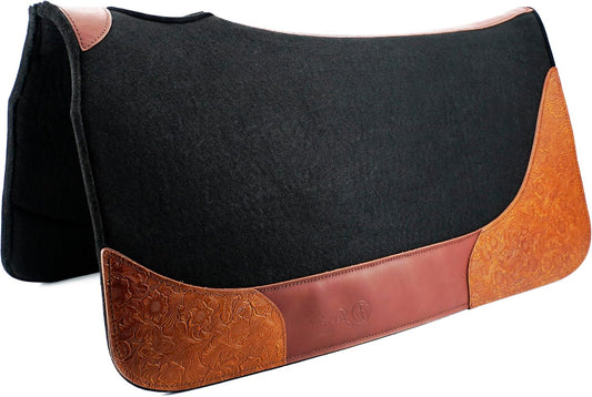 Jeereal 32"x34" Western Horse Saddle Pad,100% Wool Blend Felt 3/4" Thick (Black)