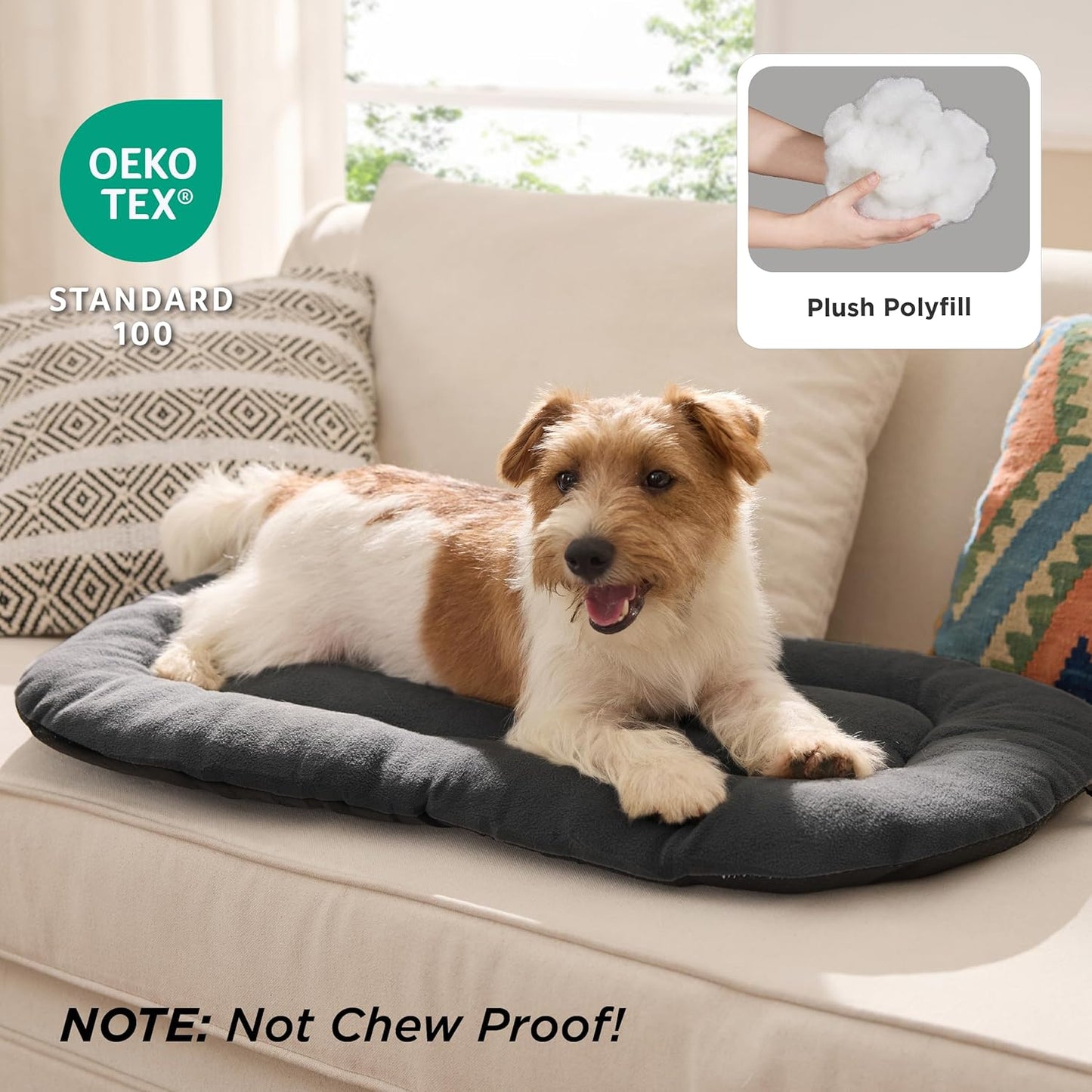 Bedsure Washable Dog Crate Pad for Small Dogs, Anti-Slip Puppy Kennel Dog Bed for Crate - Ultra Soft Fleece Flat Thin Pet Mat (Not Chew Proof), Grey 23"x17"