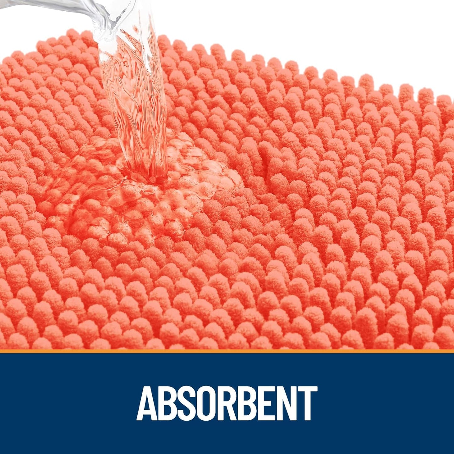 OLANLY Dog Door Mat for Muddy Paws 36x24, Absorbs Moisture and Dirt, Absorbent Non-Slip Washable Doormat, Quick Dry Chenille Mud Mat for Dogs, Entry Indoor Entryway Carpet for Inside Floor, Coral