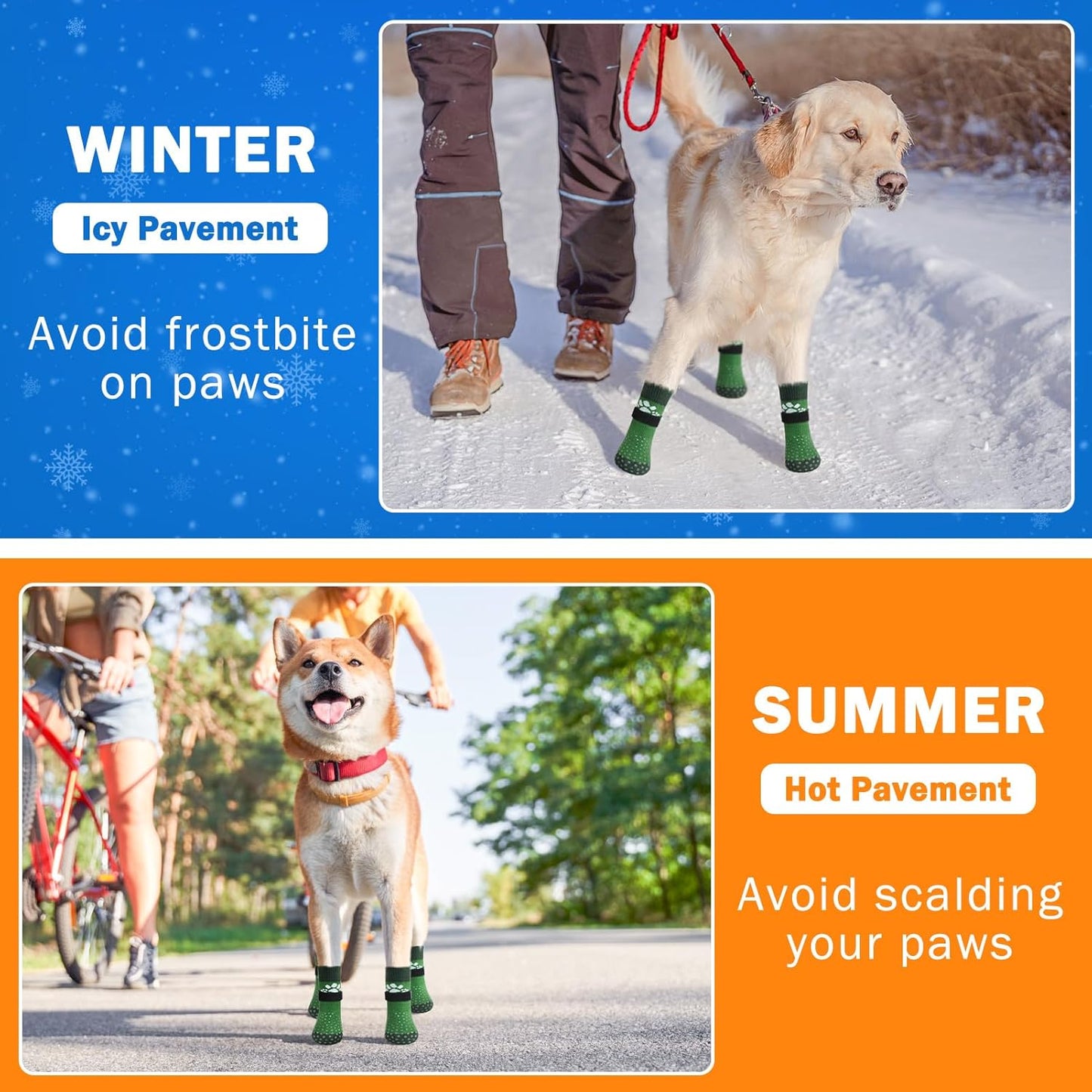 SCENEREAL Anti Slip Dog Sock to Prevent Licking Paws for Hardwood Floors, Boots & Paw Protector Shoes for Hot/Cold Pavement with Grippers, Double Sides Grips for Small Medium Large Senior Dogs, XS