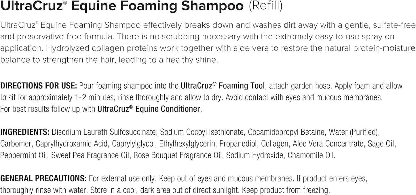 UltraCruz Equine Foaming Horse Shampoo, Conditioner Bundle, 32 oz Each with 16 oz Detangler