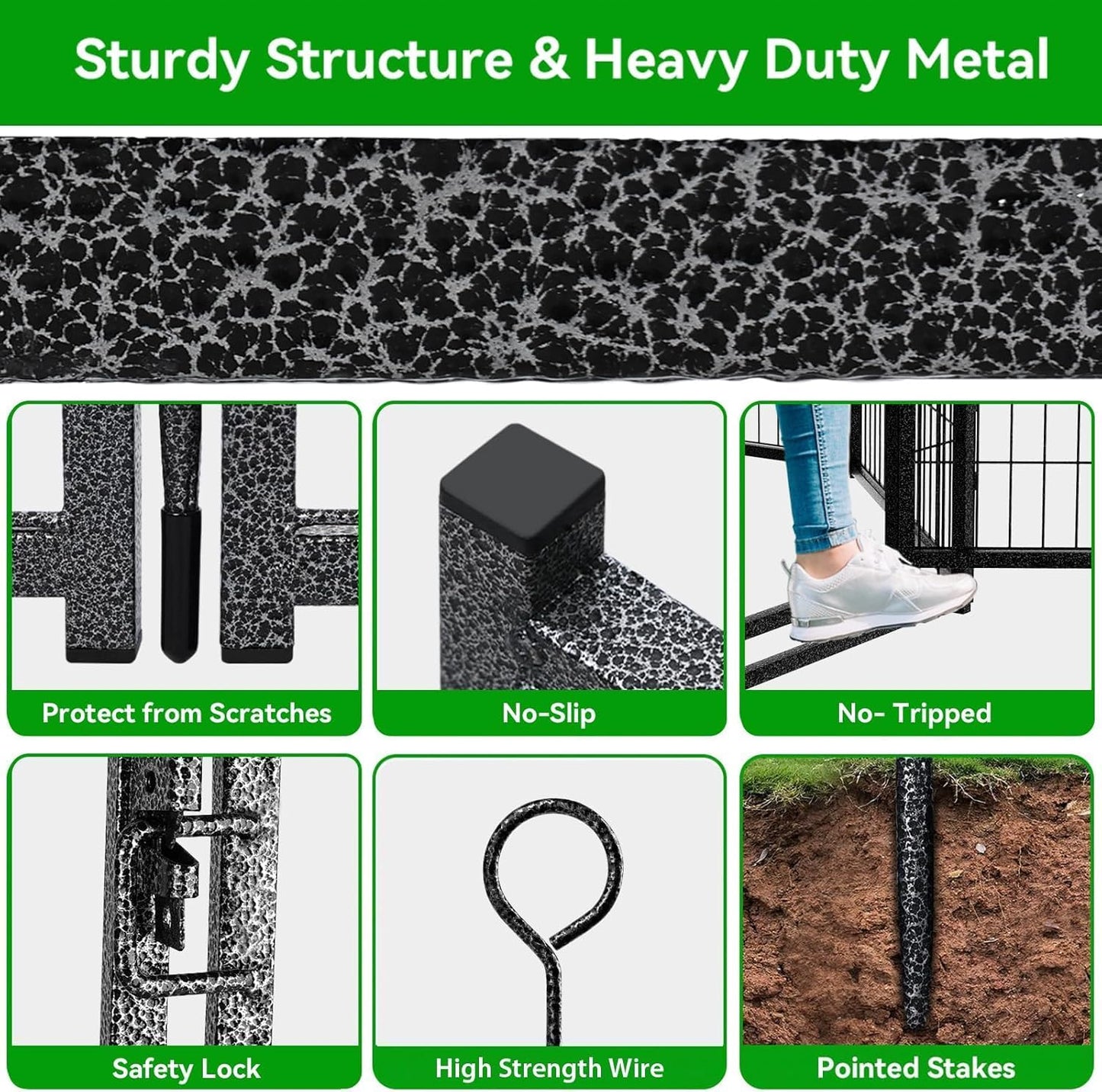 Dog Playpen Outdoor Extra Wide 16 Panels Heavy Duty Dog Fence 40" Height Anti-Rust with Doors Portable for RV Camping Yard, Total 42FT, 140 Sq.ft, Snowy Black