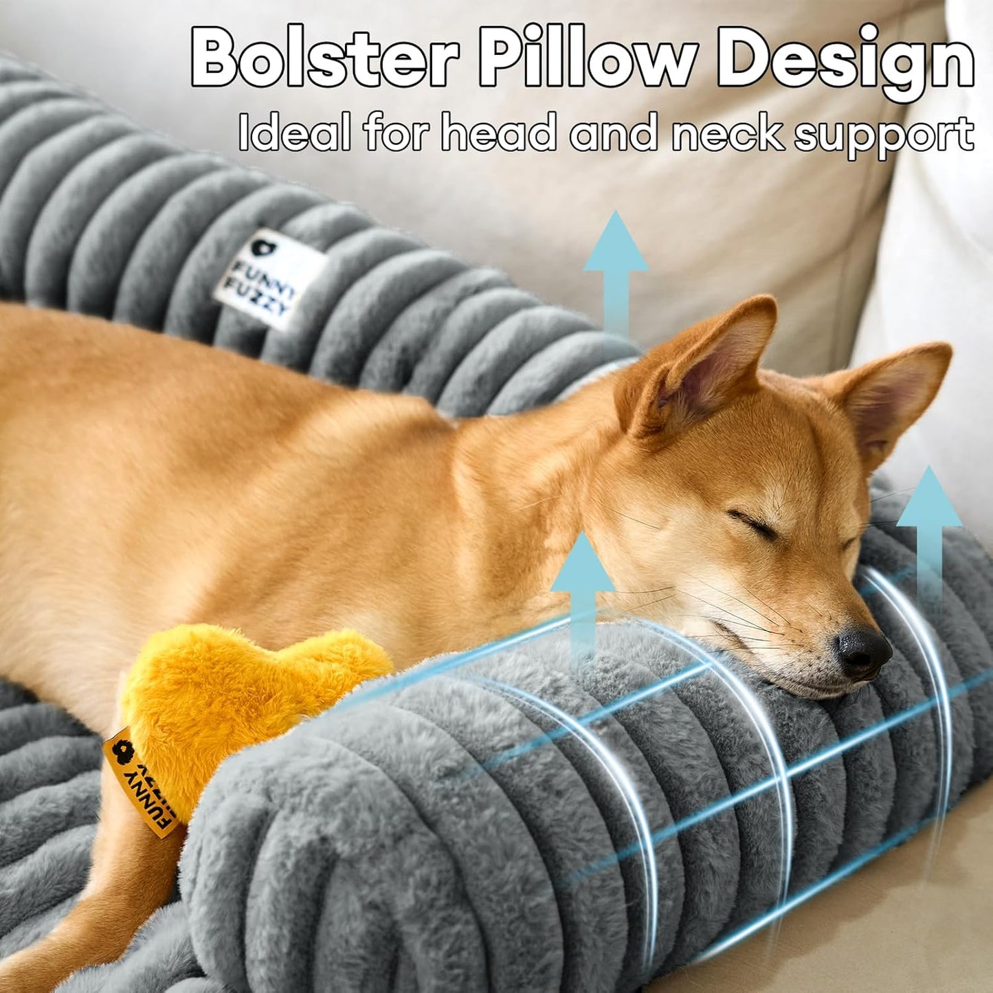 FUNNY FUZZY Pet Couch Cover for Sofa, Calming Dog Bed for Couch, Fluffy Plush Cat Bed Mat for Furniture Protector for Small Dogs and Kitten, 27×24 in, Mist Grey