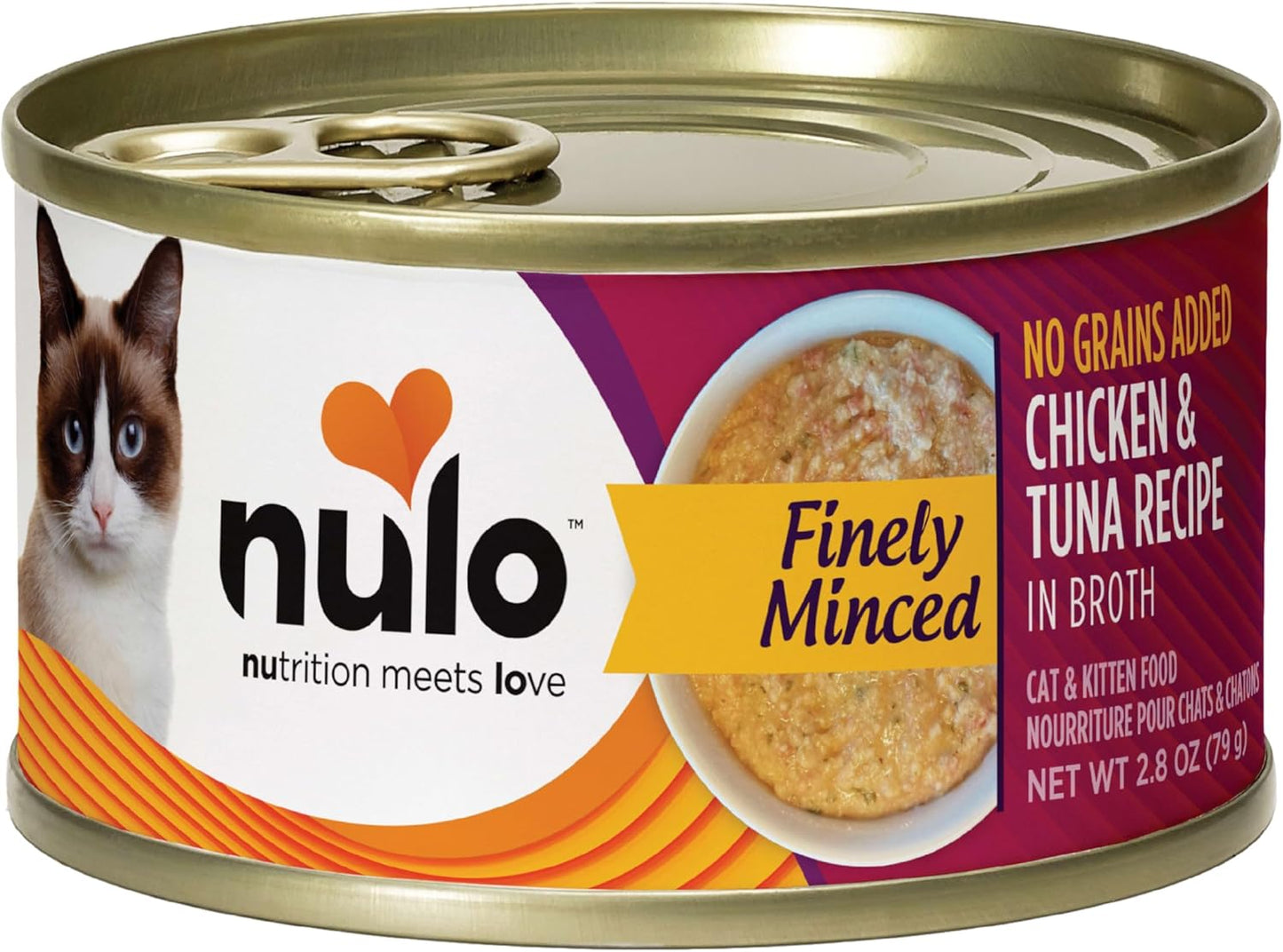Nulo Finely Minced Chicken & Tuna Wet Canned Cat Food, 2.8 Ounce (Pack of 12)