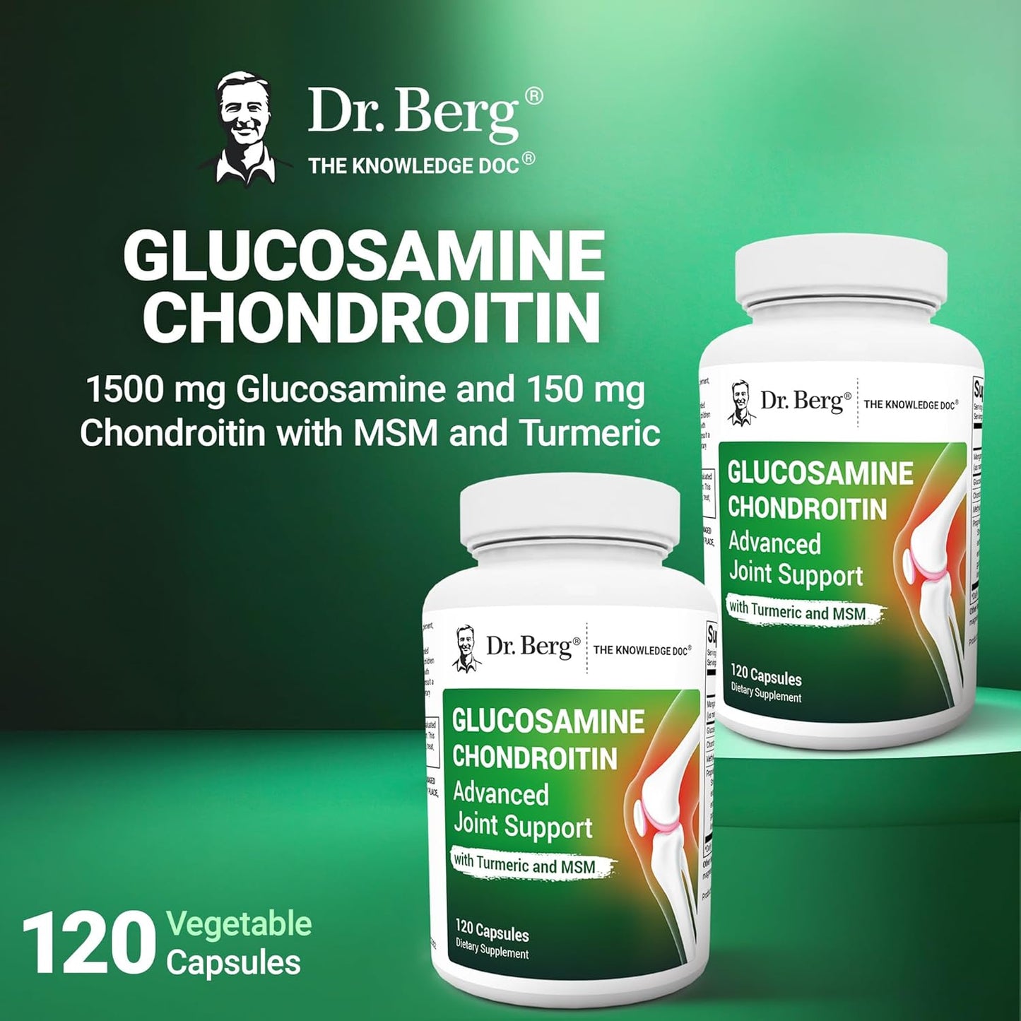Dr. Berg Glucosamine Chondroitin MSM Turmeric & Boswellia - Advanced Joint Support Supplement with 1500 mg Glucosamine Sulfate - Includes 120 Capsules