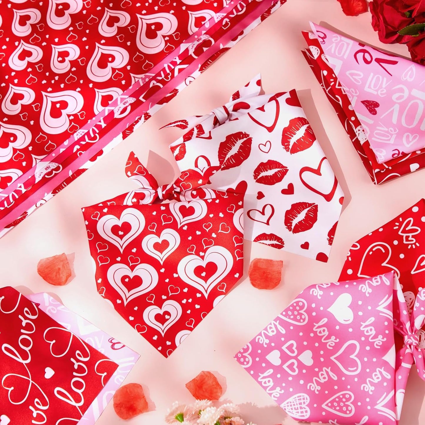 Weewooday 50 Pcs Dog Bandanas Bulk for Dogs Soft Bibs Adjustable Triangle pet Bandana for Small Medium Large Costume(Heart Pattern,25.6 x 17.7 x 17.7 Inch)