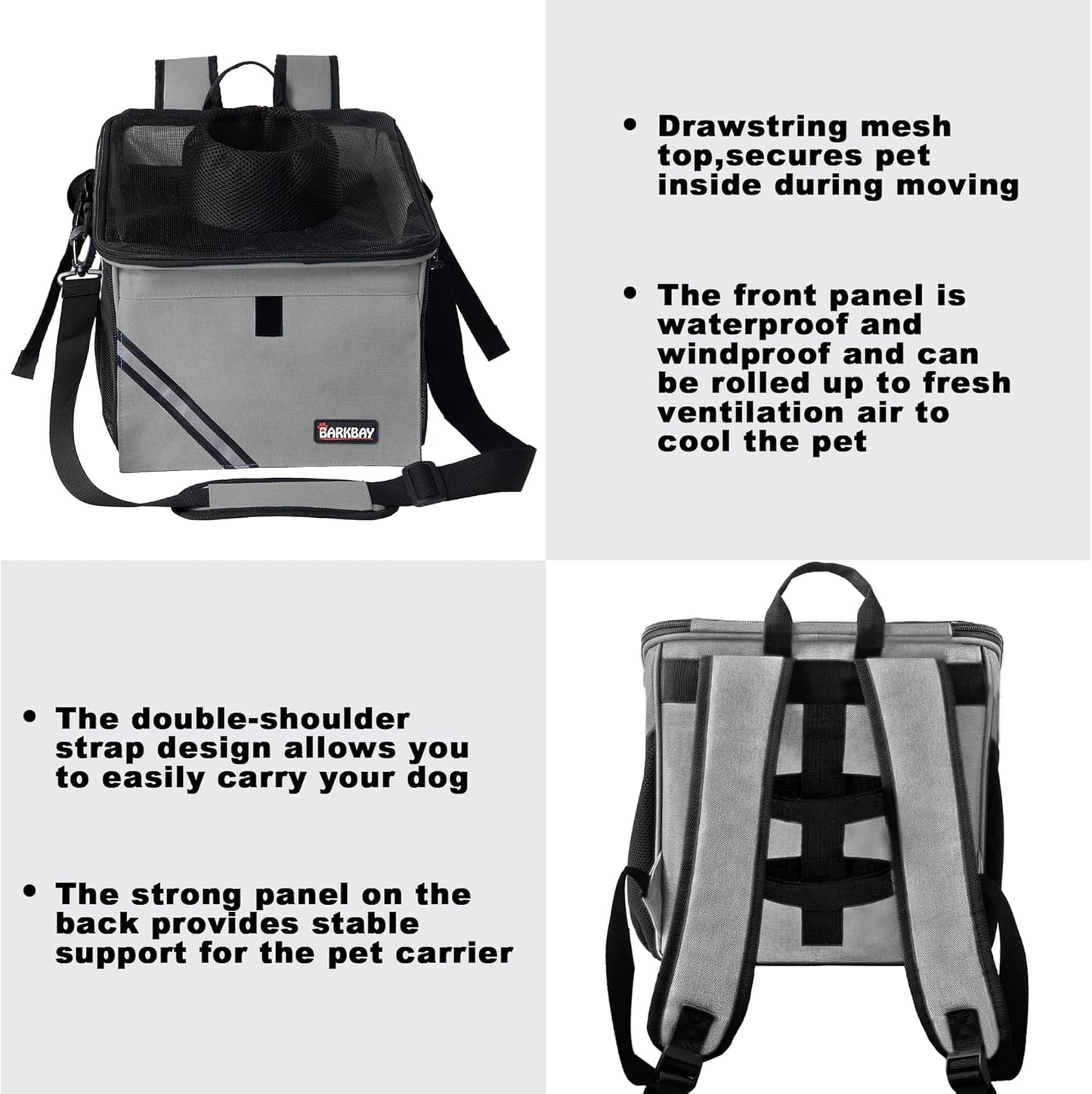 Pet Carrier Bicycle Basket Bag Pet Carrier/Booster Backpack for Dogs and Cats with Big Side Pockets,Comfy & Padded Shoulder Strap,Travel with Your Pet Safety（Titanium）