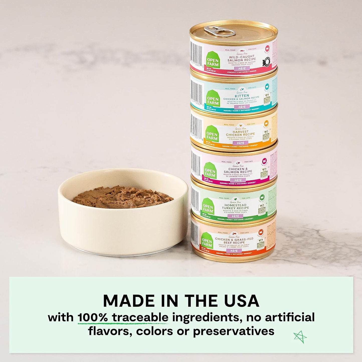 Open Farm Canned Kitten Food, Paté for Complete & Balanced Nutrition, Grain-Free and Legume-Free Wet Kitten Food, Chicken & Salmon Recipe, 5.3oz Cans (Case of 12)
