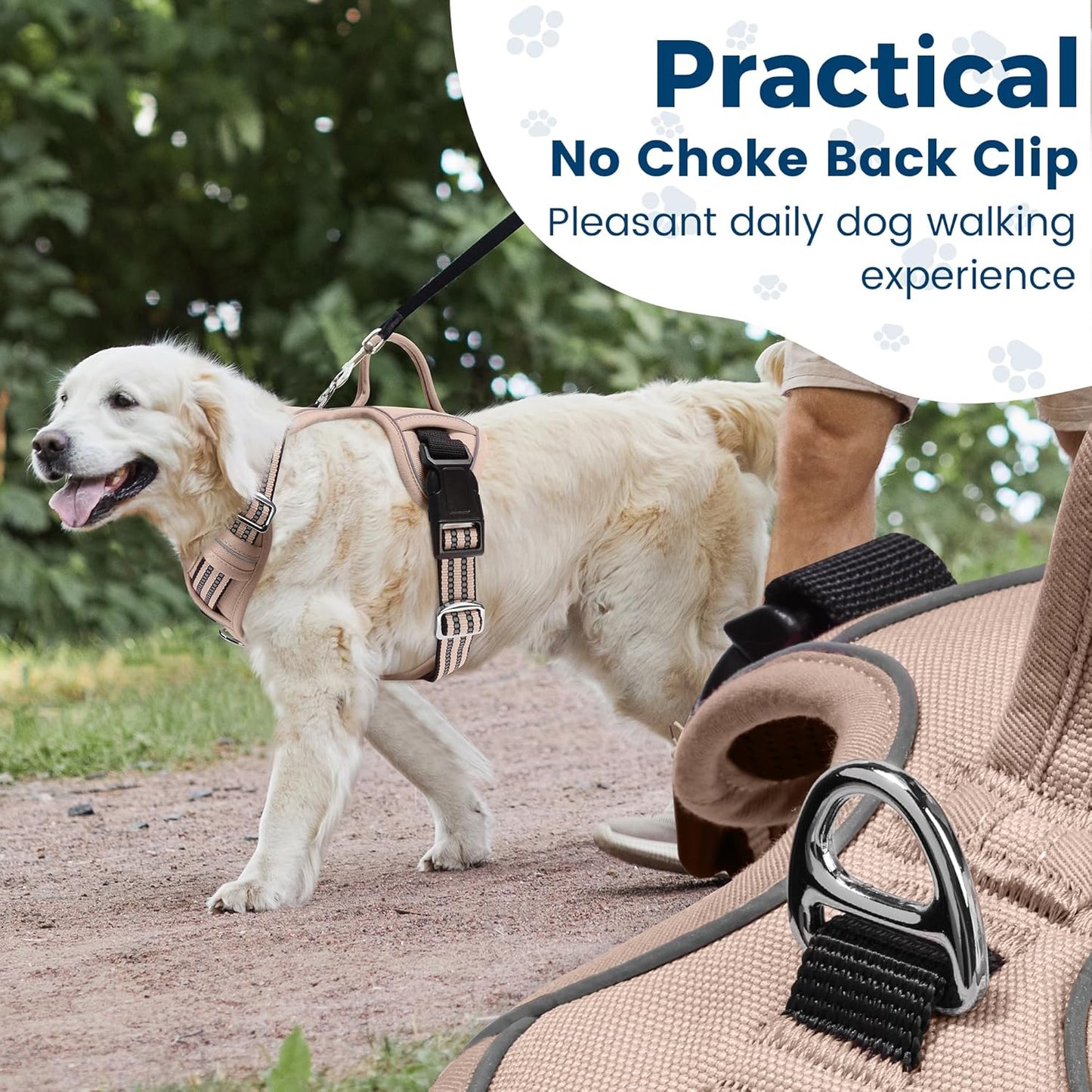 Funfox Dog Harness No Pull, Adjustable Pet Vest Harness, Super Soft Material with Vertical Handle Easy Control, Reflective Night Walking, 2 Leash Clips for XLarge Dogs, Brown, XL