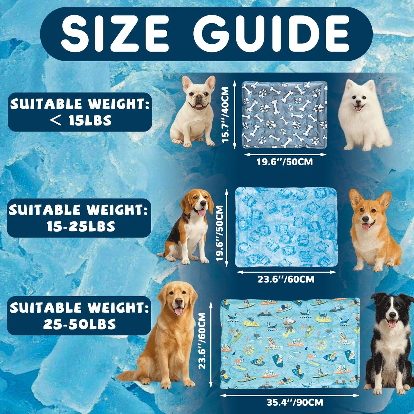 Cooling Pad for Large Dog,Instant Pet Cool Mat,Comfortable Cool Pet Mat for Cat.Portable Dog Bed for Summer. Suitable for Outdoor Summer Crate Pad.Long Time Cooling.Ice Brick(Size-XL 23.6 * 35.4in)