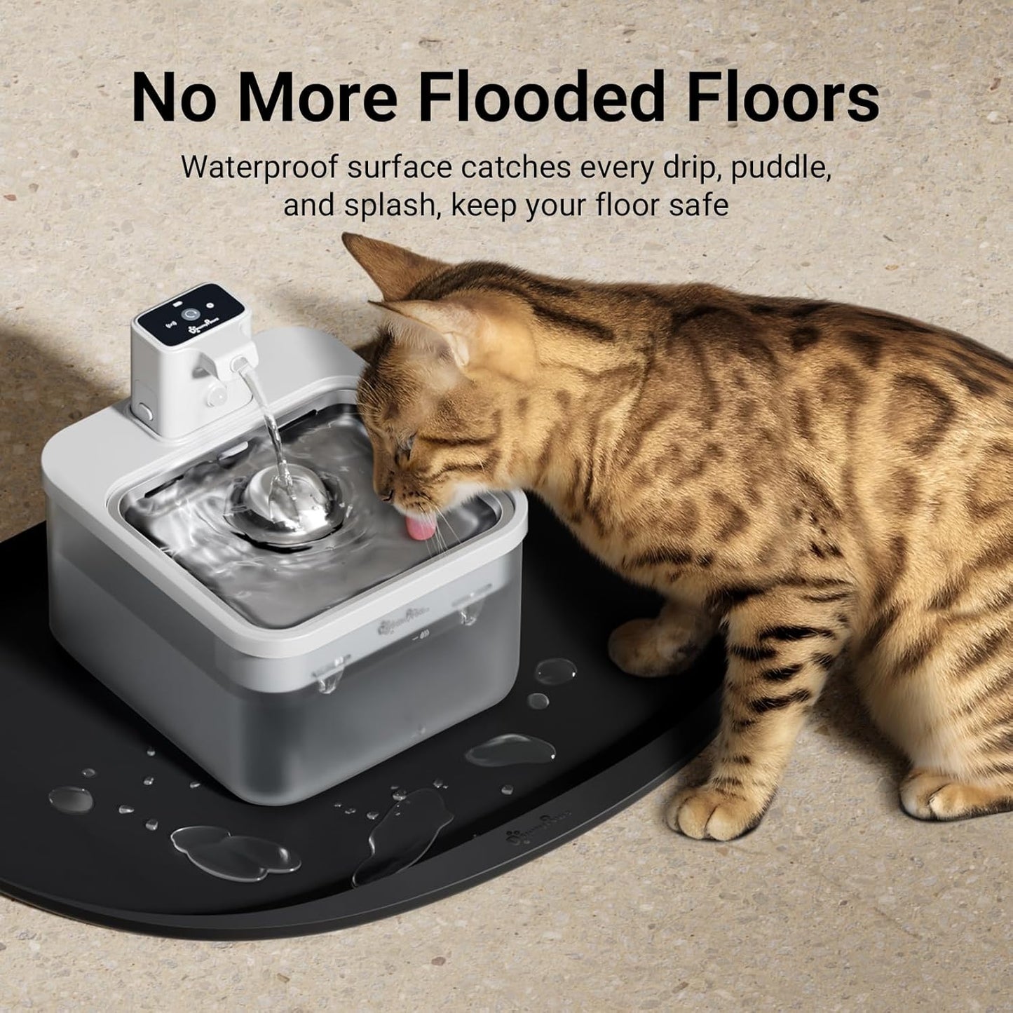 DownyPaws Dog Food Mats for Floors Waterproof, BPA Free Silcone Dog Bowl Mat, Non-Slip Pet Feeding Mat with High Raised Edge, Cat Placemat for Messy Drinkers, 18"×12.5", Black