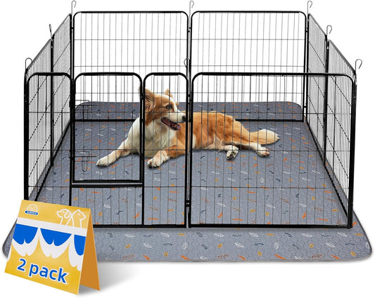 Sunheir Washable Pee Mats for Dogs - Large 48" x 48" 2-Pack Reusable Puppy Pads, Absorb Dog Mats, Whelping Pad, Non-Slip, Protects Urine Leakage (Light Grey, 48x48)