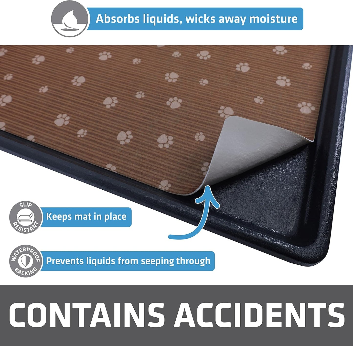 Drymate Dog Crate Mat Liner, Absorbs Urine, Waterproof, Non-Slip, Washable Puppy Pee Pad for Kennel Training - Use Under Pet Cage to Protect Floors, Thin Cut to Fit Design (USA Made) (Brown)(27"x42")