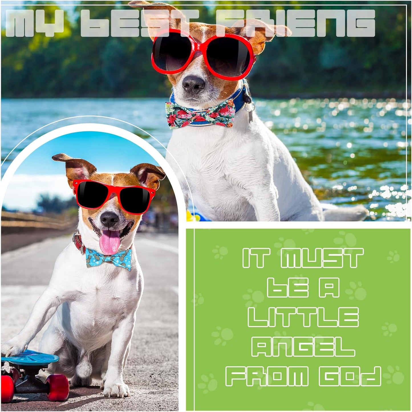 Weewooday 16 Pcs Dog Bow Ties Slide Pet Collar Bows Summer Hawaiian Styles Large Dog Collar Attachment Bowtie with Rubber Bands Male Pet for Spring Summer Grooming Independence Day(Fresh Style)