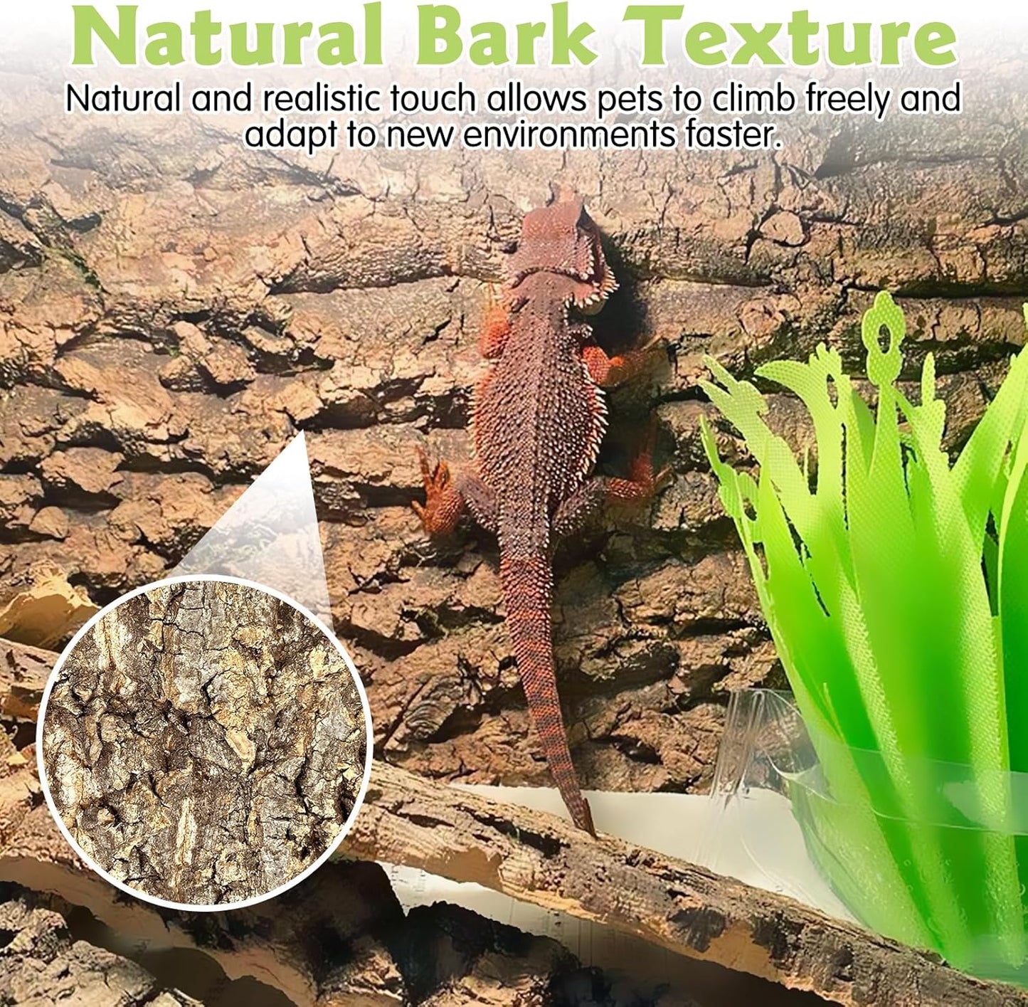 kathson 10PCS Cork Tile Background Bark 7.9”Lx7.9”W Reptile Tank Background Terrarium Backdrop Wall Decor Natural Reptile Climbing Mat for Spider Gecko Lizard Chameleon Bearded Dragon Turtle Snake