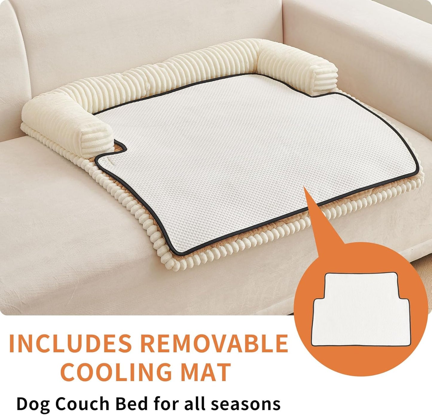 HAOMAIJIA Dog Couch Bed for Medium Dogs, Non Slip Pet Couch Covers for Sofa Thick Soft Washable Dog Couch Cover Protector All Seasons Universal Dogs and Cats Bed Mat (Khaki, Medium)