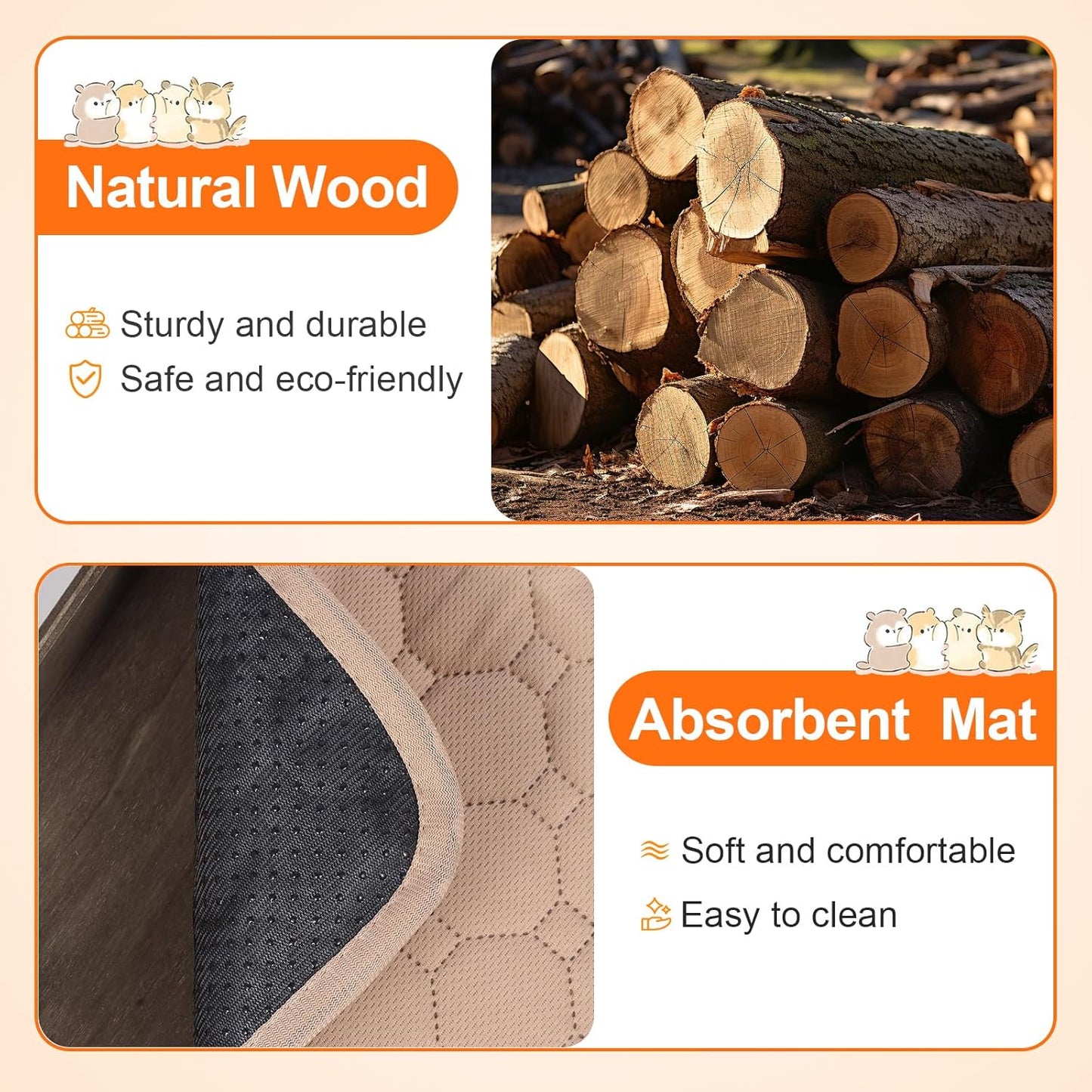 Guinea Pig Hideout, Upgraded Guinea Pig Castle House, Wooden Rabbit Hideout, Guinea Pigs Hideouts and Houses, Large Bunny House, Small Animal Chinchilla House Habitats with Stairs