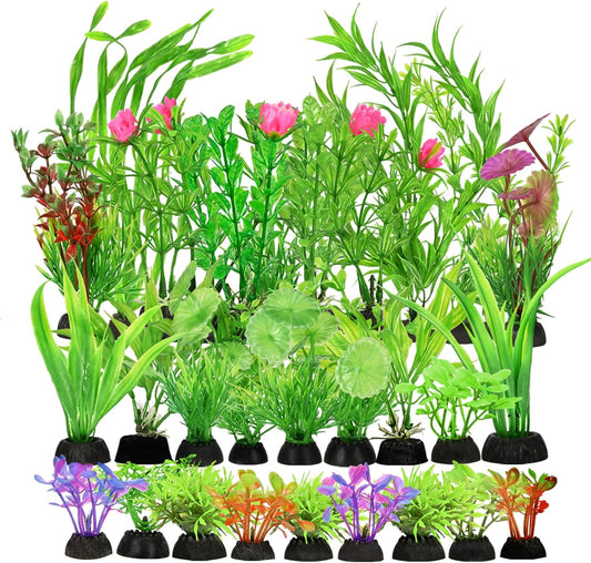 30Pcs Aquarium Plants, Green Fish Tank Plants, Artificial Aquarium Fish Tant Decor Plants, Plastic Water Grass Fish Tank Decorations