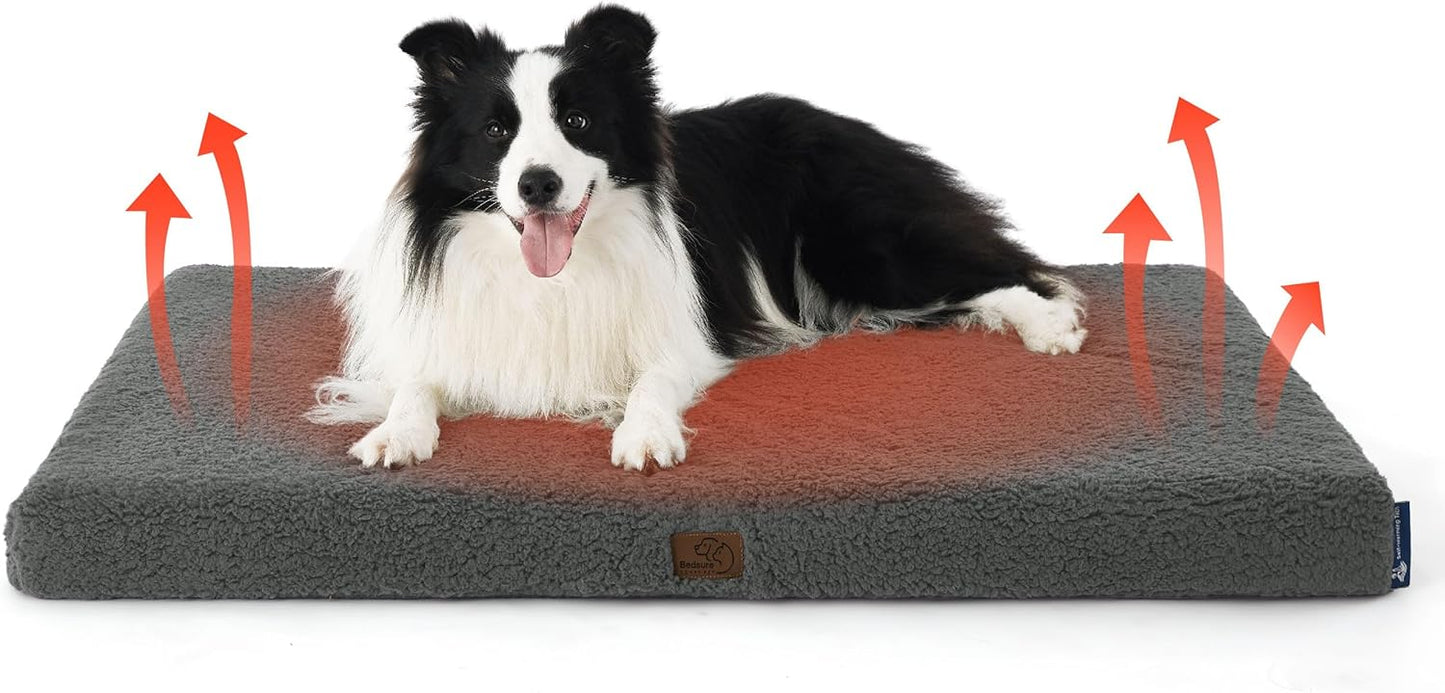 Bedsure Self Warming Dog Bed for Large Dogs - Orthopedic Waterproof Puppy Beds with Removable Washable Cover, Egg Crate Foam Pet Mat, Suitable for Pet Up to 65 lbs