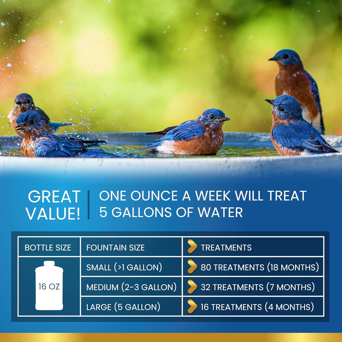 Bird Bath Cleaner for Outdoor Fountains and Bowls, Safely Cleans Metal, Glass and Stone (32oz)