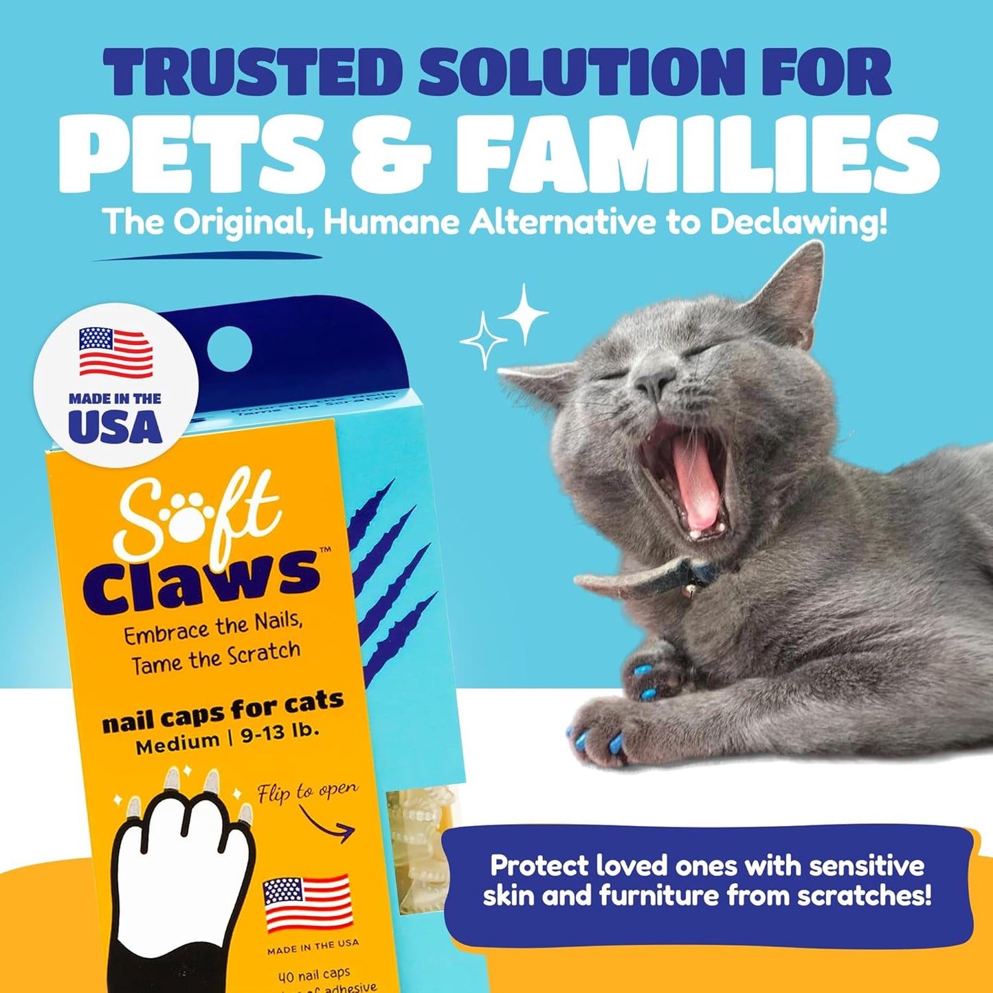 Soft Claws Safe Scratch-Free Solution for Cats - CLS (Cleat Lock System), Size: Medium, Color: Purple