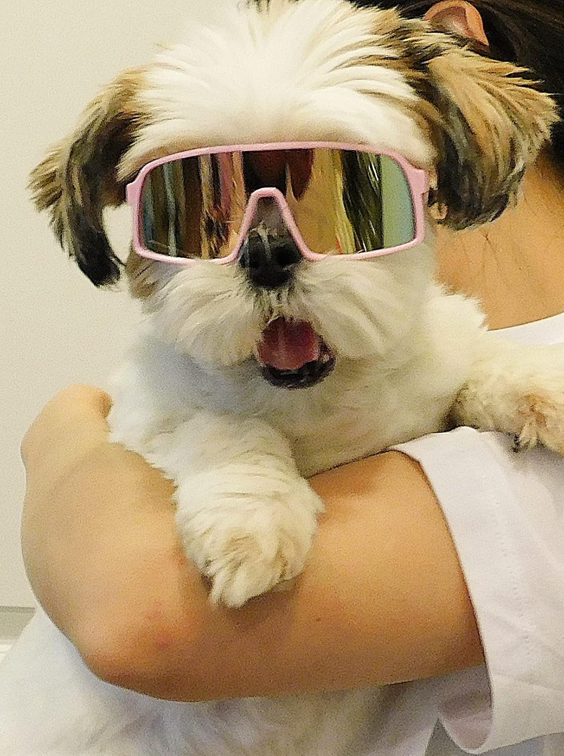 G029 Dog Cat Pet Sports Turbo Small Sunglasses for Toy Breeds 8-18lbs (Sport Turbo Pink-Pink Mirror)