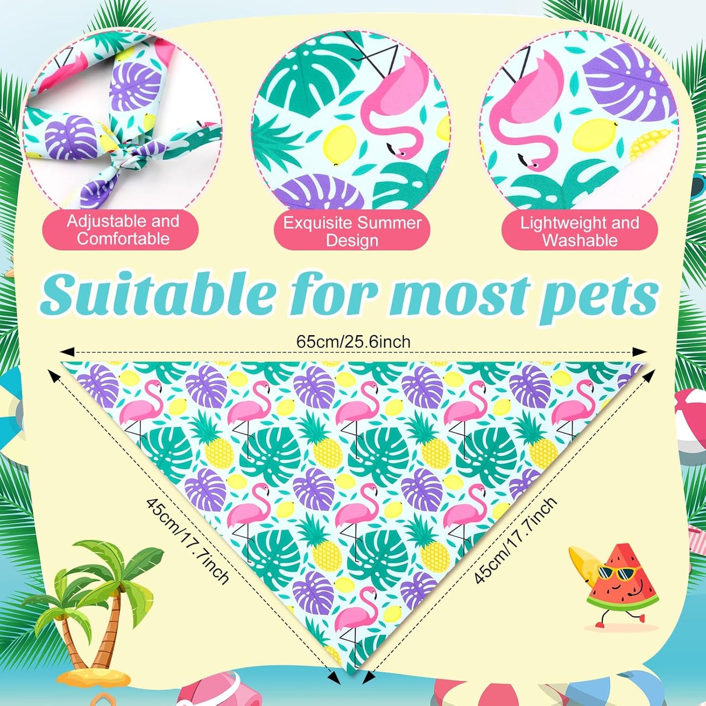 Weewooday 50 Pcs Hawaiian Dog Bandanas Bulk for Dogs Soft Bibs Adjustable Triangle Pet Bandana for Small Medium Large Costume(Hawaii Pattern, 25.6 x 17.7 x 17.7 Inch)