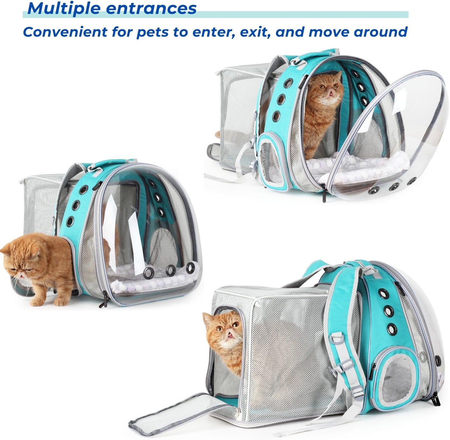 Lollimeow Cat Carrier Backpack, Bubble Dual Expandable Backpack Carrier, Pets and Small Dogs,Airline-Approved, Designed for Travel, Hiking, Walking & Outdoor Use (Dual Expandable-Green)