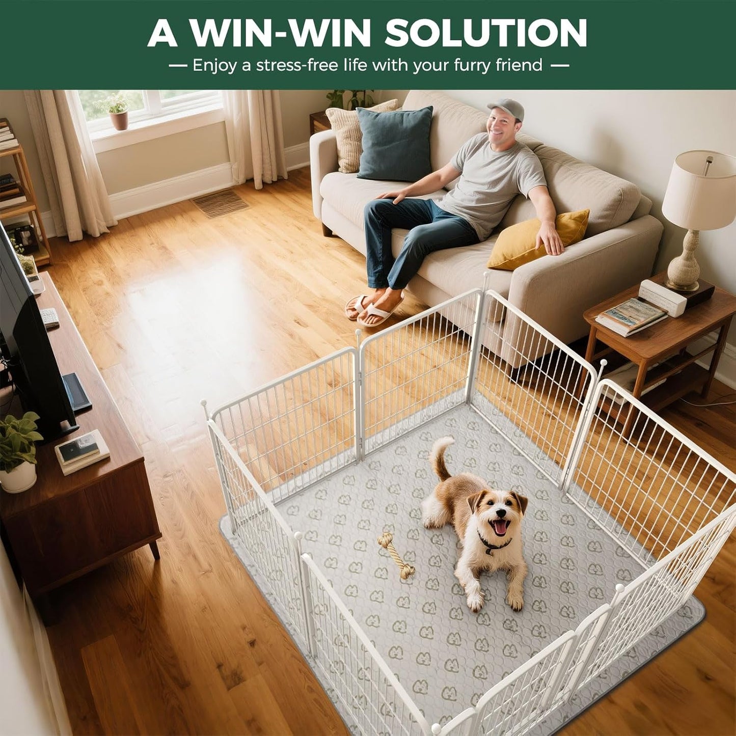 FXW Rollick Unleashed Dog Playpen for Indoor, Yard, RV Camping, 24 inch 8 Panels for Small and Puppy Dogs, White│Patented