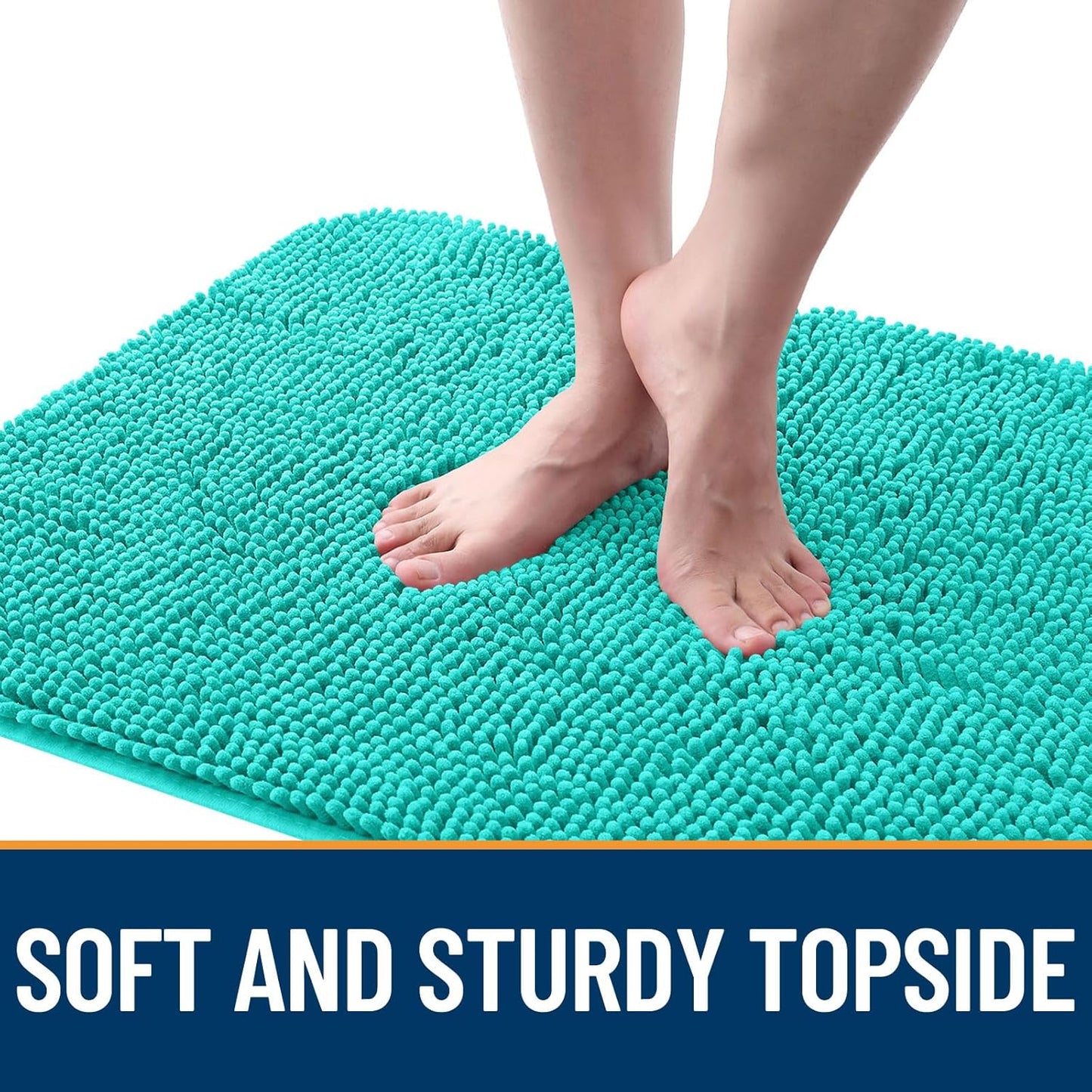 OLANLY Dog Door Mat for Muddy Paws 70x46, Absorbs Moisture and Dirt, Absorbent Non-Slip Washable Doormat, Quick Dry Chenille Mud Mat for Dogs, Entry Indoor Entryway Carpet for Inside Floor, Teal