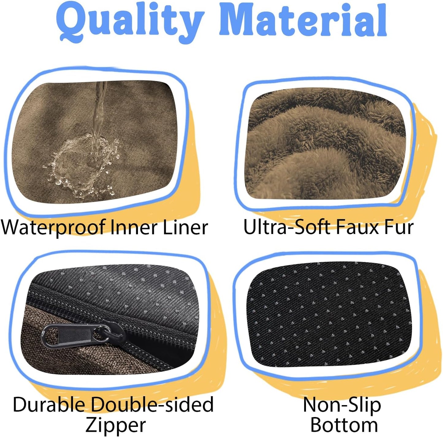 Washable Orthopedic Large Dog Bed -XL Large Dog Bed with Removable & Waterproof Cover Pet Beds with Foam Support for Big Size Dogs with Bolster