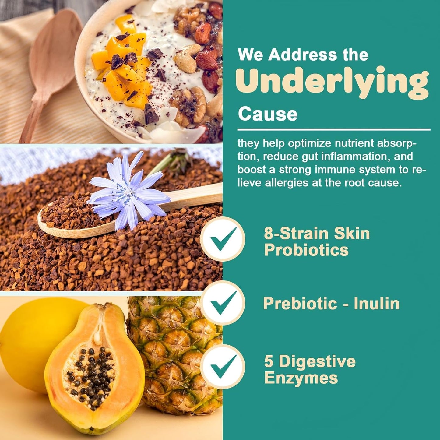 ZEBORA Probiotics for Dogs, with Colostrum, Omega-3, Dog Allergy Relief & Itching Skin Relief, Support Itchy Ears, Seasonal Allergies, Digestive, Immune Health, 90 Scoops, Chicken Flavor