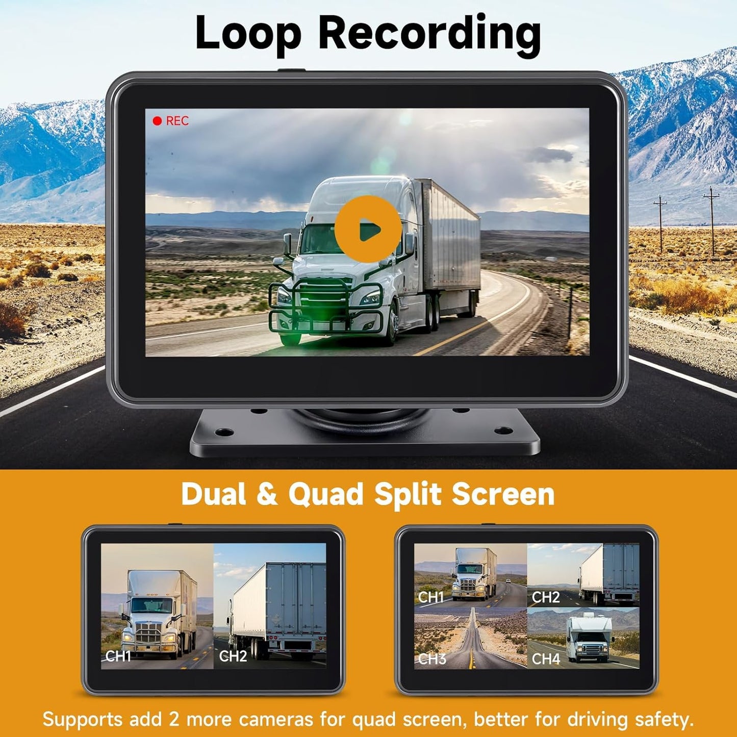 7'' HD1080P Wired Backup Camera System with Touch Screen Monitor, 2 Wired Rear View Cameras, Colorful Night Vision& IP68 Rated &10G Vibration, Backup Camera for Trucks/RVs/Trailers/Skid Steer