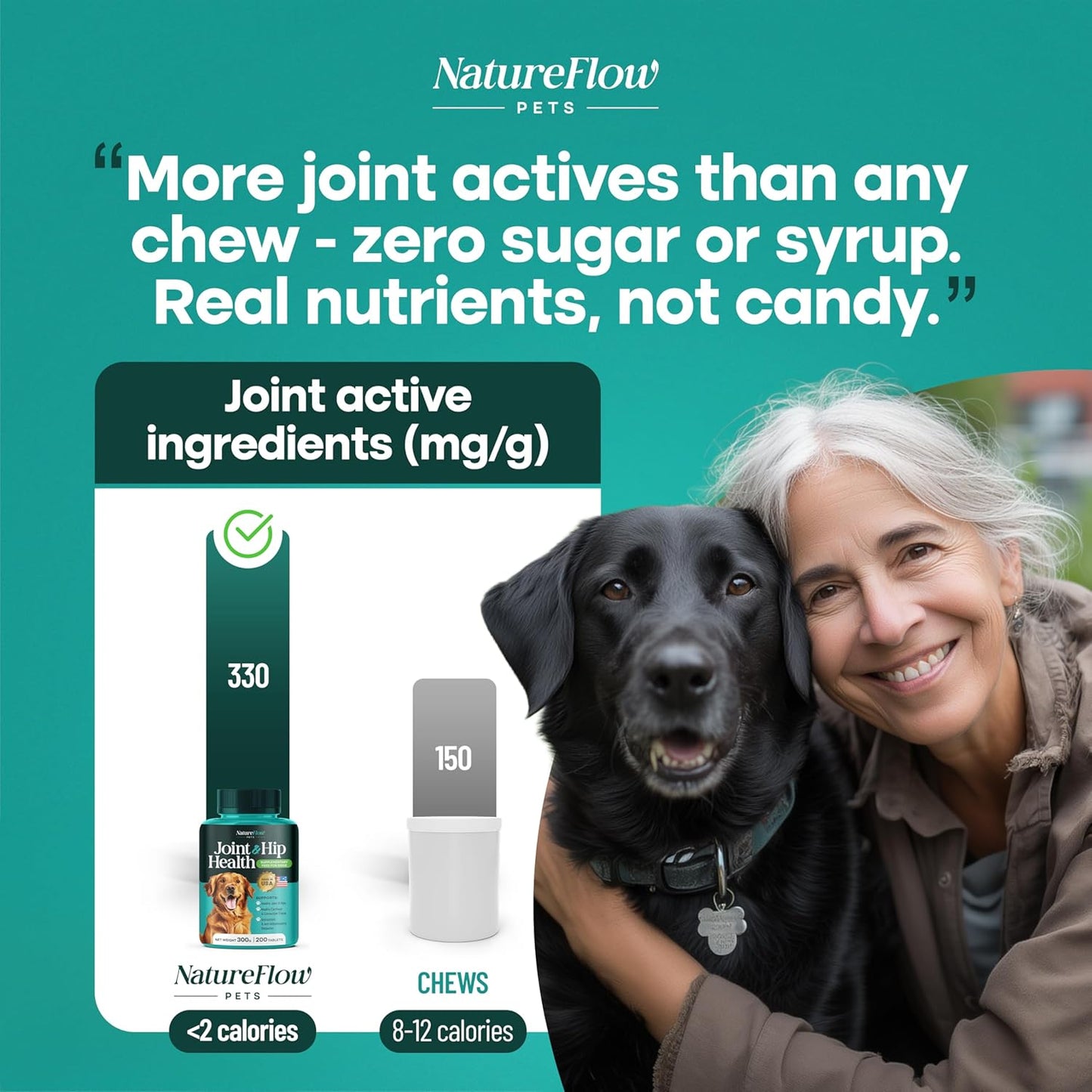 Joint Supplement for Dogs, Power of Nature Made in USA, Unique Formula: Green-Lipped Mussel, Glucosamine, Chrondroitin, MSM, Devils Claw, Hip and Joint Supplement, All Breeds - 100 ct