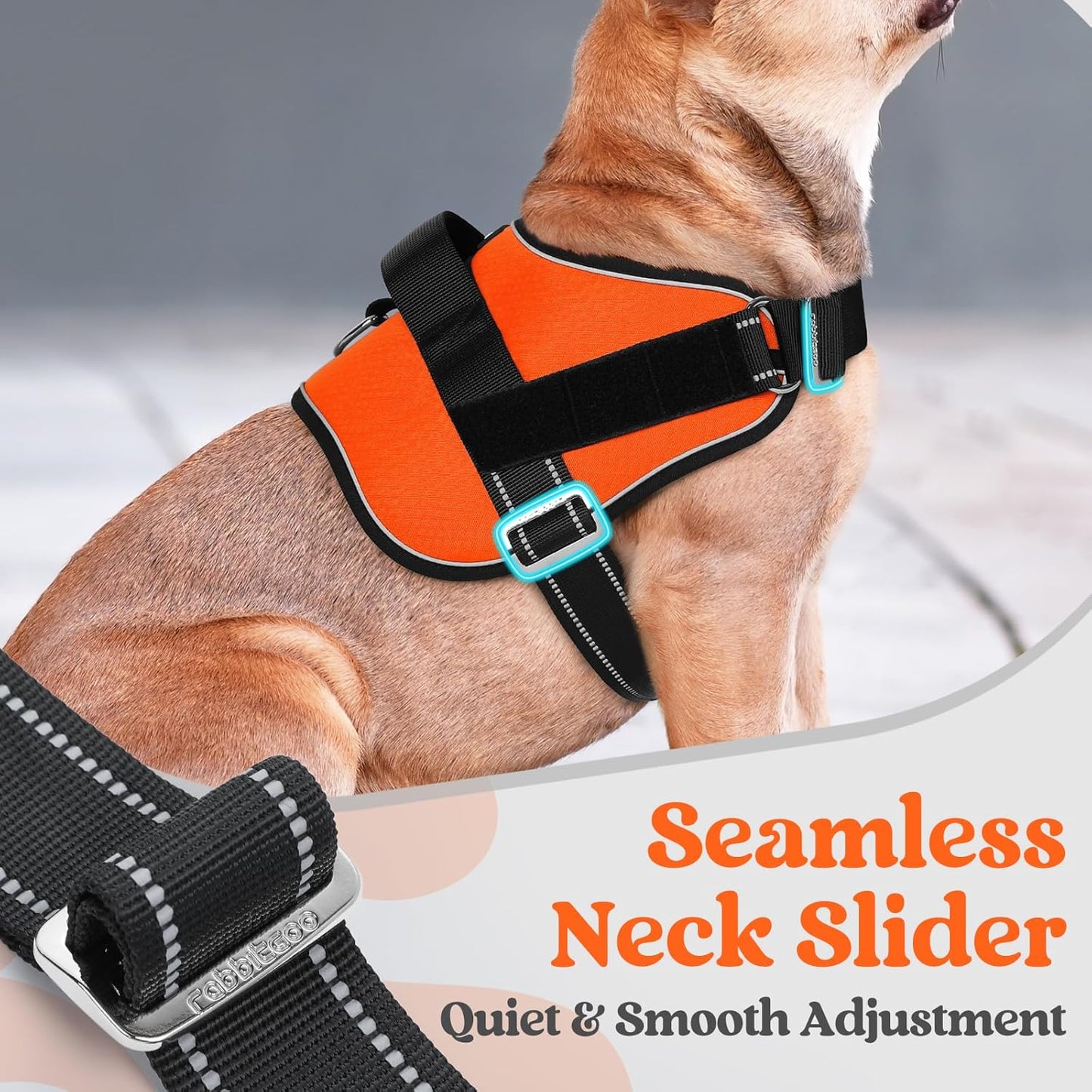 rabbitgoo Dog Harness for Small, Easy On Pet Vest with One Buckle, No Pull Adjustable Service Harness with D-Ring & Handle, Reflective for Safety Walking, Training, Orange, S