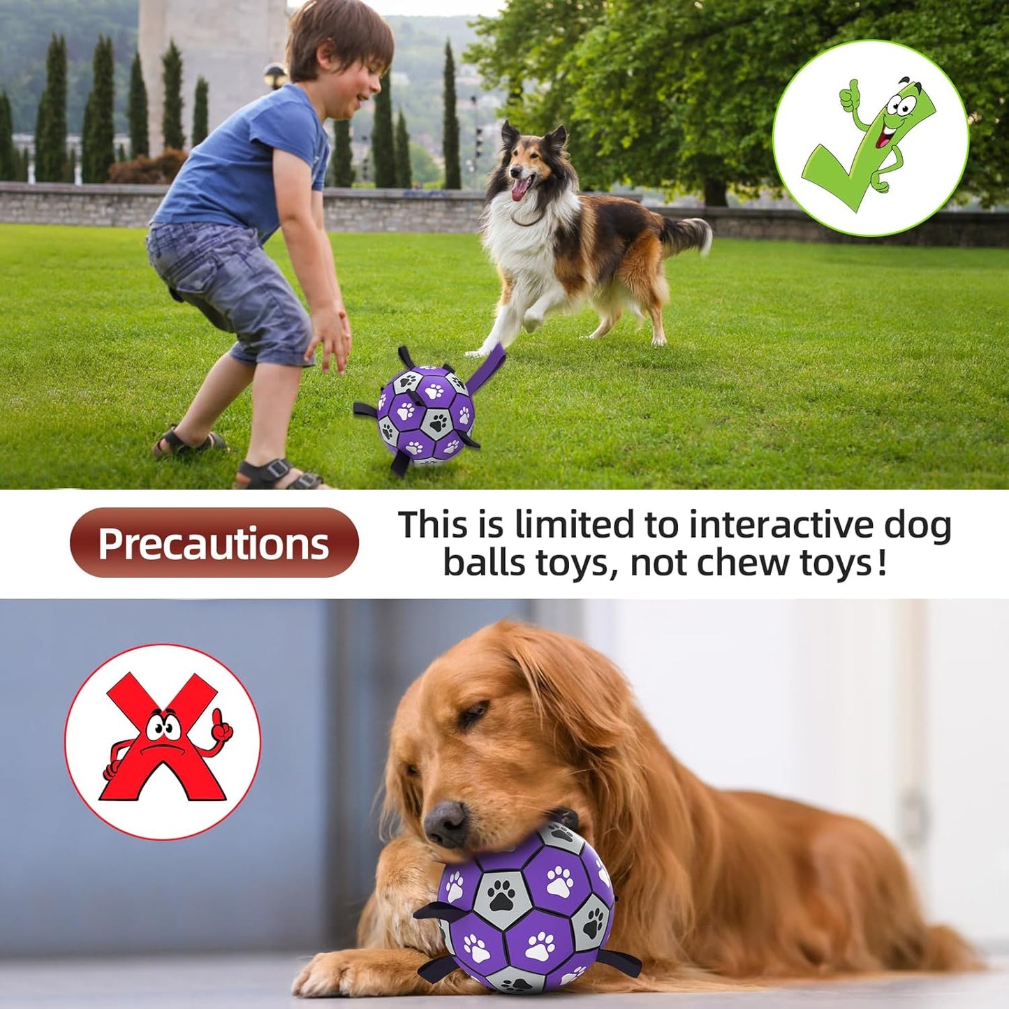 QDAN Soccer Ball for Dogs - Durable Large Dog Balls, Outdoor & Water Toy, Herding Ball, Puppy Birthday Gift (8 Inch)