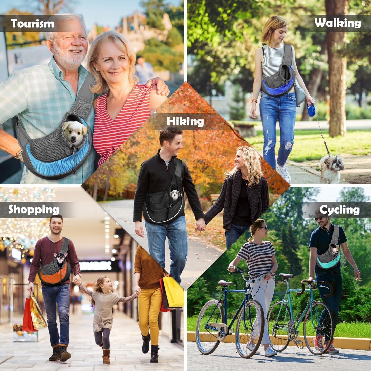 YUDODO Pet Sling Carrier for Small Dogs & Cats – Hands-Free Puppy Carrier with Safety Hook, Large Zipper Pocket, Soft Breathable Mesh, Adjustable Strap & Reflective Strip (Black 1.0 M)