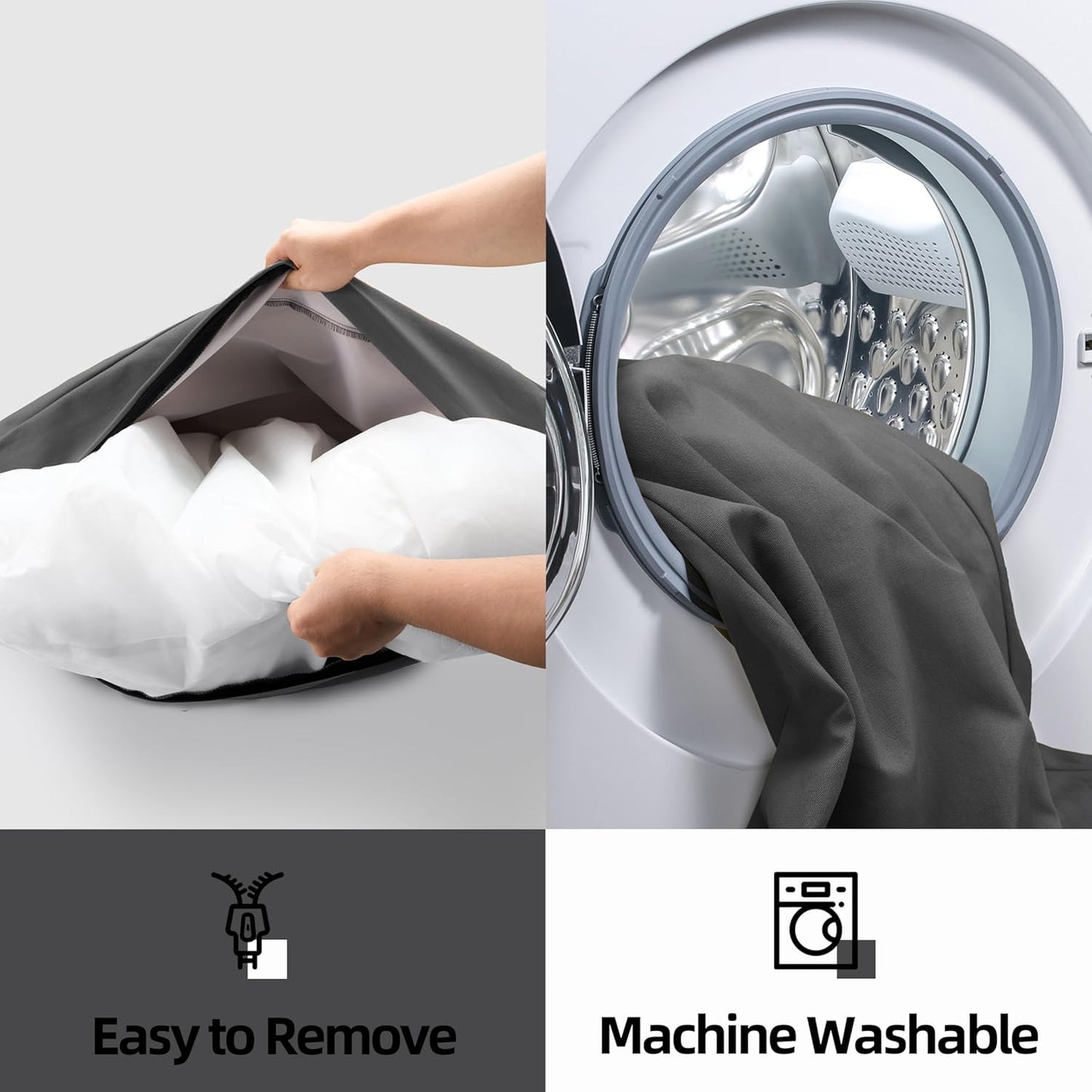 Sytopia 36-Inch Canvas Outdoor Dog Bed, Washable & Waterproof with Chew-Resistant Removable Cover, Ideal for Large & Medium Dogs for Indoor, Outdoor, Crate, or Patio Use (Dark Grey)