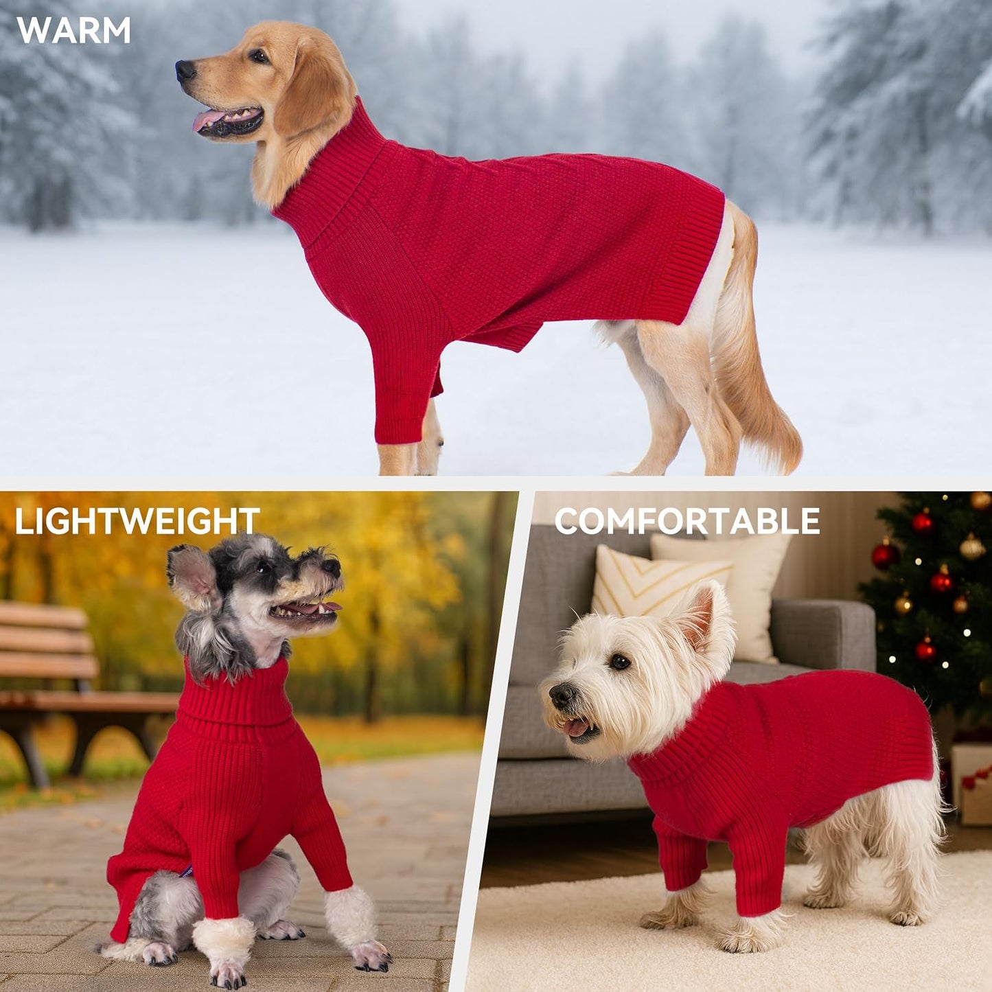 cyeollo 4XL Dog Sweater, Stretchy & Cozy Warm Dog Sweaters for Large Dogs Boy, Pullover Knit Fall Winter Sweatshirt Big Dogs Clothes, Doberman Great Dane Apparel, Red XXXXL